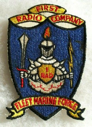 Rare Nam War Usmc " First Radio Company 1 Rad Fleet Marine Force " Patch&tab Ce