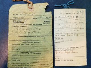 Ww1 Wounded Clothing Bag With Field Medical Card