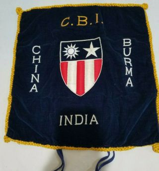Ww2 Cbi Theatre Bullion Patch Pillow Case China Burma India,  Red White Blue Gold