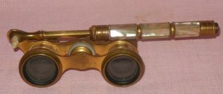 ANTIQUE IRIS PARIS MOTHER OF PEARL OPERA GLASSES WITH MOTHER OF PEARL HANDLE 2