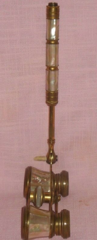 ANTIQUE IRIS PARIS MOTHER OF PEARL OPERA GLASSES WITH MOTHER OF PEARL HANDLE 3