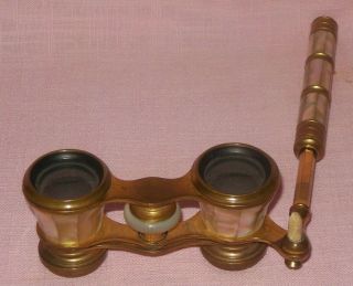 ANTIQUE IRIS PARIS MOTHER OF PEARL OPERA GLASSES WITH MOTHER OF PEARL HANDLE 6