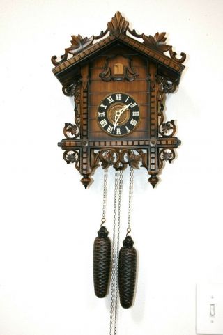 Antique Black Forest Germany Cuckoo Clock Railroad Style Bahnhausle Train House