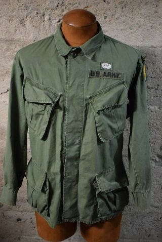 Vintage Vietnam Us Army Airborne Poplin Jungle Jacket Sz Med - Short