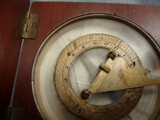 antique pocket compass kompass bussola sundial wooden case sonnenuhr late 19th c 12