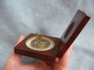 antique pocket compass kompass bussola sundial wooden case sonnenuhr late 19th c 5