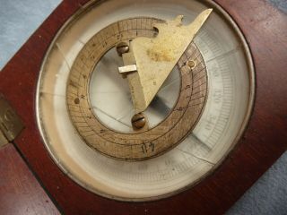 antique pocket compass kompass bussola sundial wooden case sonnenuhr late 19th c 7