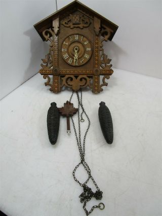 Antique Vintage Wooden Cuckoo Clock Gebrunder Kuner Made In Germany
