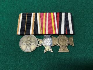 Ww1 German 3 - Place Medal Bar: War Merit Medal,  Prussian Merit Cross,  14 - 18 Cross