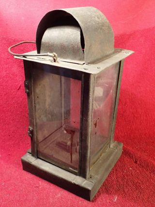 Straight From The Attic Antique 1800 - S Metal,  Glass Candle Lantern Scandinavia