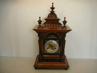 Antique Mahogany 14 Day Striking Mantle Clock By H.  A.  C.  (all)