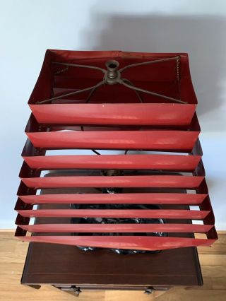 Mid Century Modern Vintage Black Panther TV Lamp Red Venetian Blind Sgnd Shade 6