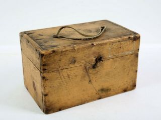 Early Folk Art Vintage Handmade Wooden Tackle Box With Tackle Primitive