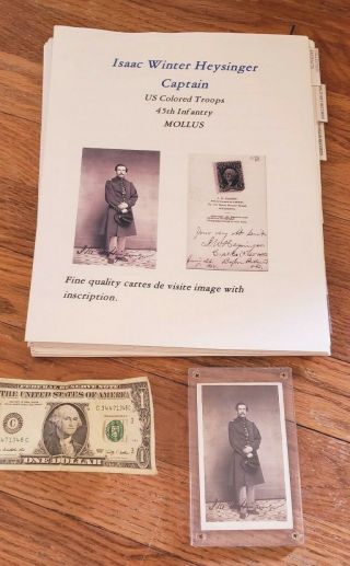 Outstanding Signed Cdv Issac W.  Heysinger 45th Us Colored Troops W/ Research