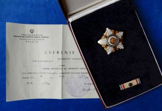 Yugoslavia.  Serbia.  Order Of Republic 2nd Class,  Document,  Box,  Ribbon.  Order