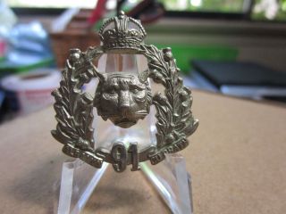 Wwi Canadian Army 91st Regiment Canadian Highlanders Collar Device Badge 1928