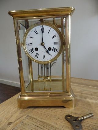 French Crystal Regulator 4 Glass Mantle Clock Movement Fully Restored Circl 1890