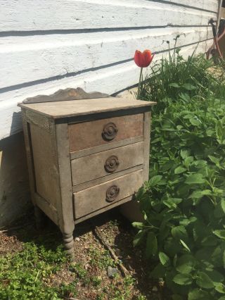 Antique Spice Box Cabinet Wooden Primitive Chest 3 Drawers Apothecary