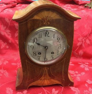 Fab Lenzkirch Art Nouveau Edwardian Inlaid Mantel Clock For Restoration