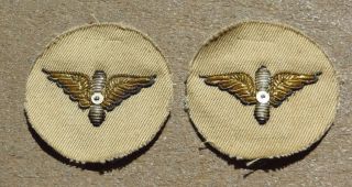 Ww2 Us Army Air Force Bullion Officer Prop & Wing Collar Insignia Patches Pair