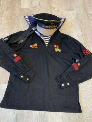 Russian Military Naval Navy Jacket Tunic,  Cap Soviet Uniform Rare,  Ww2