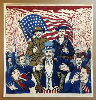 Victory Antique Wwi Poster Painting Uncle Sam Propaganda Army Navy 1918