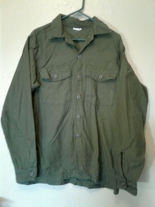 Vietnam Era Og 107 Sateen Utility Shirt Or Fatigue 16 1/2 X 36 Large Very Good