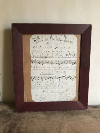 Framed Early Antique 1865 Written Music Sheet “willies On Dark Blue Sea” Aafa