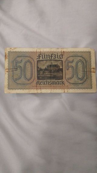 WW2 Nazi 50 Reichsmark and WW2 Antique V2 Rocket Part Currency Money German 2