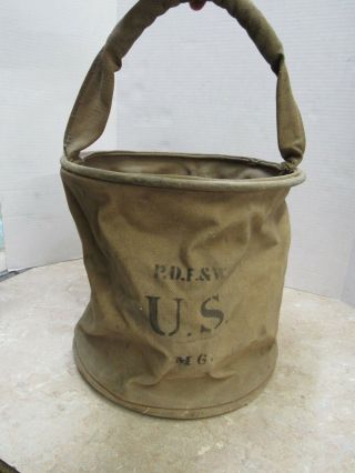 Us Ww1 Canvas Water Bucket Dated Sept 1918 Khaki