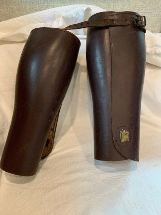 Authentic Ww1 Antique Leather Leg Protectors Gaiters Puttee Spats Military
