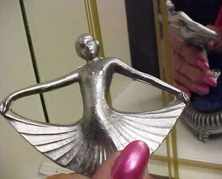 Rare Art Deco 1920 ' s Modernistic Lady Chrome Metal Statue - Frankart Era 7