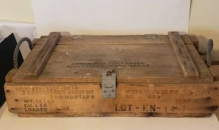 Vintage Military Wooden Ammo Crate Wooden Box Ammunition Cannon One