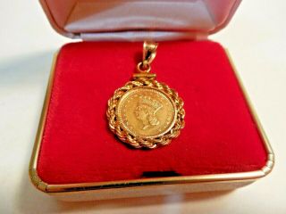 1862 Civil War One Dollar Gold Coin Type Iii With 14k Gold Rope Bezel Shape