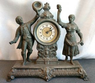 Antique Ansonia Figural Mantle Clock Pretty Not Running