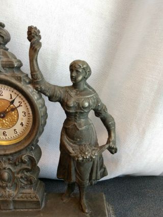 Antique Ansonia Figural Mantle Clock Pretty Not Running 2