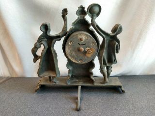 Antique Ansonia Figural Mantle Clock Pretty Not Running 8