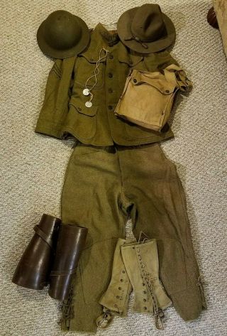 Wwi Ww1 U.  S.  Doughboy Military Uniform W/extras Wwii.  No Gasmask Bag