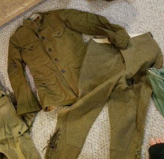 WWI WW1 U.  S.  Doughboy Military Uniform w/extras WWII.  No gasmask bag 6