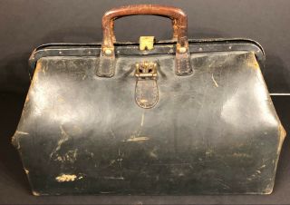 Antique Early 1900 ' s Doctor Apothecary Travel Kit Bag w/ Tools,  Vials 8