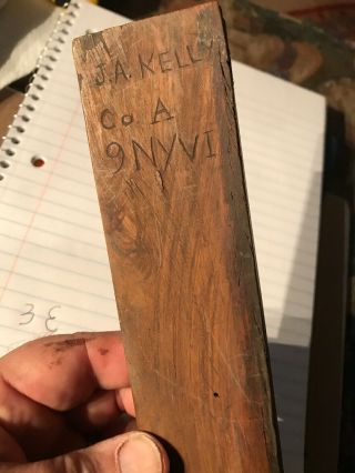 Civil War Walnut Cribbage Board Carved J.  A.  Kelly Co.  A 9 NY VI Hawkins Zouaves 4