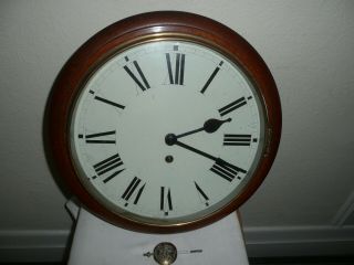 Antique,  Badische School / Station Wall Clock In Oak Case,  Cond