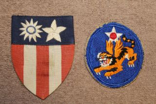 Ww2 U.  S.  Army Air Forces 14th Af " Flying Tigers " & Cbi Uniform Patches