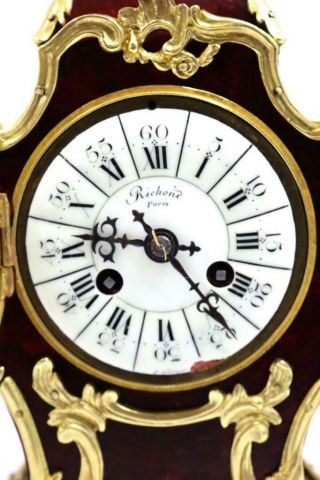 Antique French Mantle Clock Rococo 1880 Gilt ormolu Bronze & Shell Boulle 6