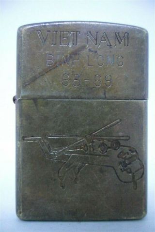 Vietnam War Zippo Lighter Binh Long 68 69 Vintage