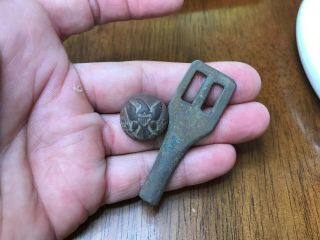 Dug Civil War Eagle Coat Button & Confederate Spur Piece