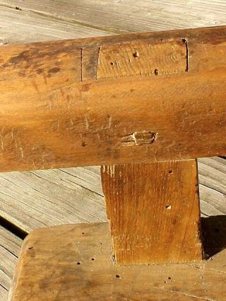 Antique Pegged Mortise & Tenon BURLED WALNUT CARPENTER ' S AID or BOOT SCRAPER 5