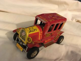 Friction Old Jalopy With Driver Marx Linemar Japan Tin Litho Awesome Vintage Toy