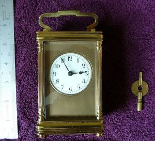 French 19th Century Brass Carriage Clock (with Key)