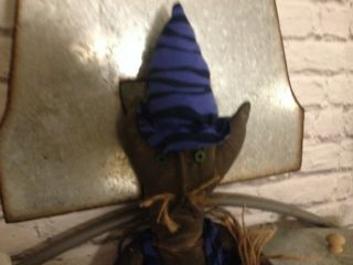 PRIMITIVE SUMMER HALLOWEEN SPECIAL BLACK CAT WITCH DOLL WITH BROOM DECOR 3